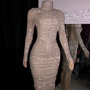 Bodycon Turtleneck dress!
Silver, medium 8-10 /. Never worn.